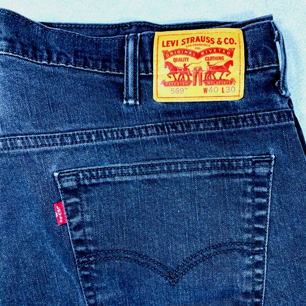 Levi's 569 Loose Straight Jeans Mens 40x30 Black Faded Denim 00569-0125 - Picture 5 of 16